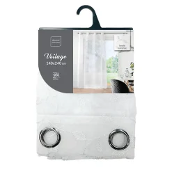 Discount Douceur D'Intérieur Panneau a oeillets 140 x 240 cm voile sable brode metallise edna Blanc
