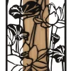 Best Mauro Ferretti Panneau décoratif 3D en métal noir bois marron fleur 60x2x90 cm