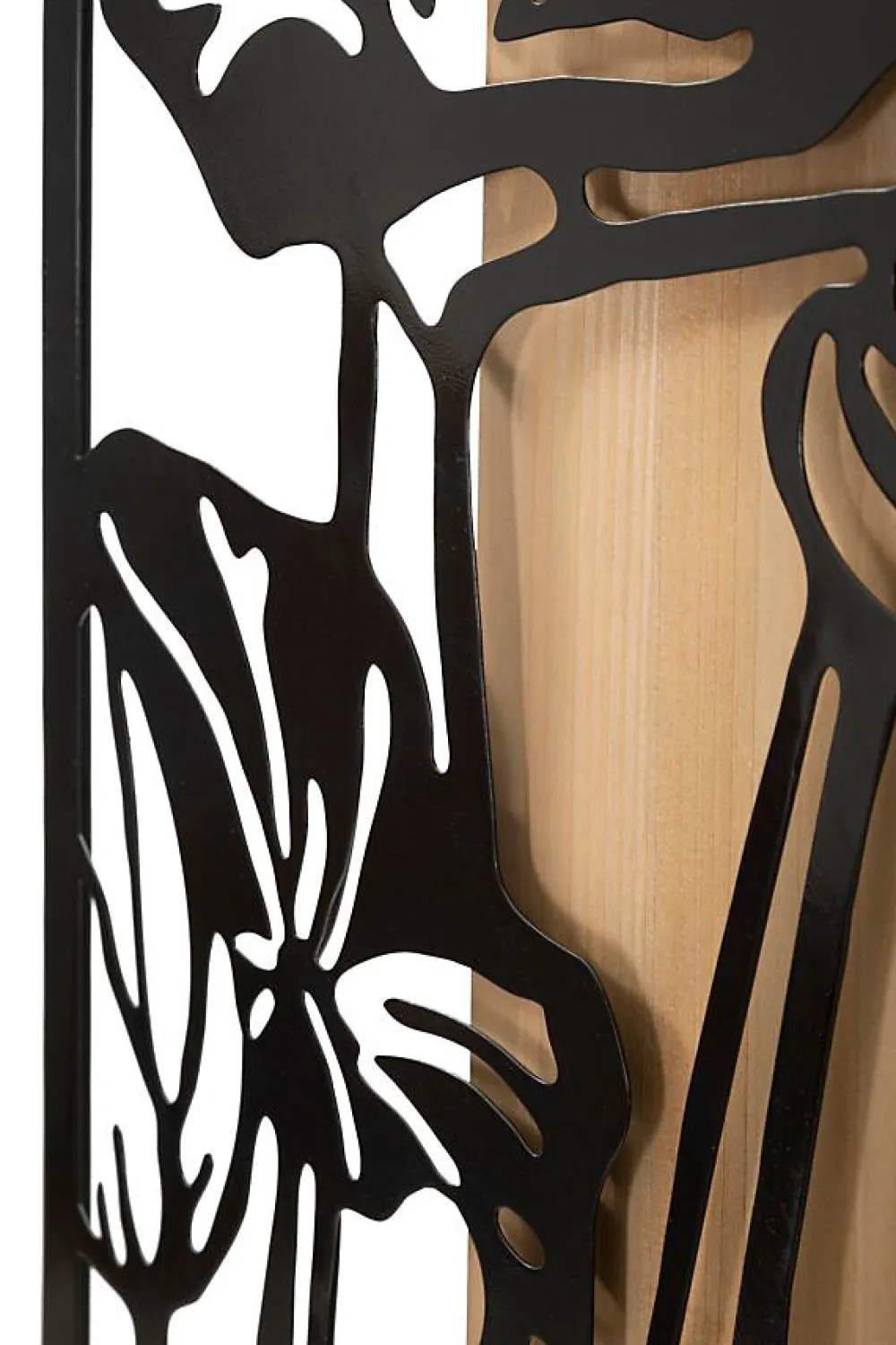 Best Mauro Ferretti Panneau décoratif 3D en métal noir bois marron fleur 60x2x90 cm