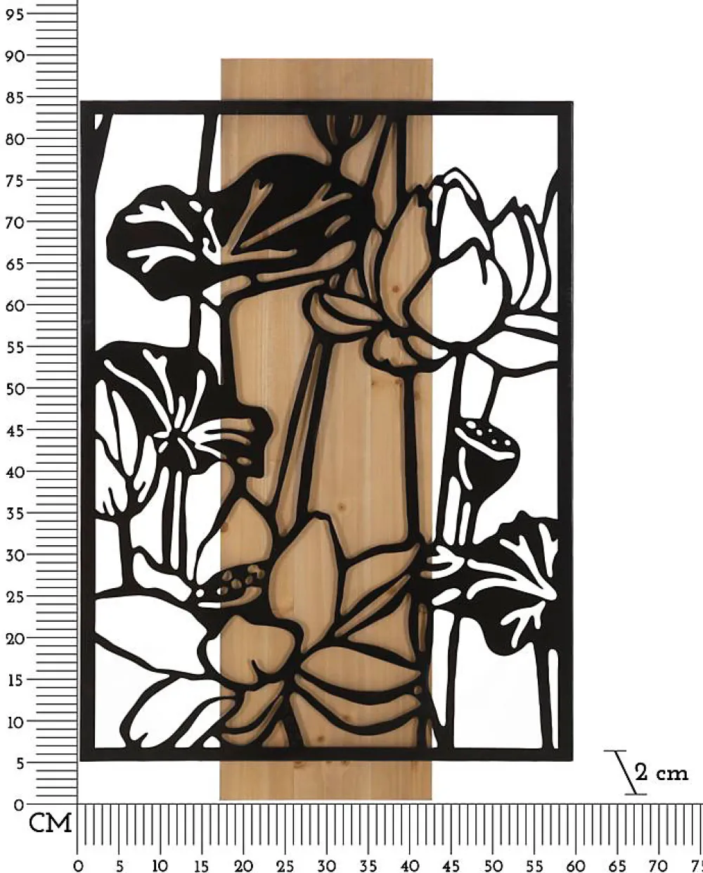 Best Mauro Ferretti Panneau décoratif 3D en métal noir bois marron fleur 60x2x90 cm