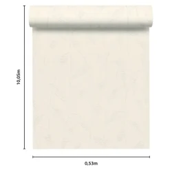 Best GoodHome Papier peint à peindre vinyle intissé texturé feuillage blanc L. 2500 x l. 106 cm Beeston