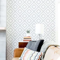 Sale Decochic Papier peint adhésif etnique gris et blanc en vinyle lavable et amovible - 1 rouleau 50x300 cm -