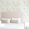 Discount Decochic Papier peint adhésif floral blanc et vert en vinyle lavable et amovible - 1 rouleau 50x300 cm -