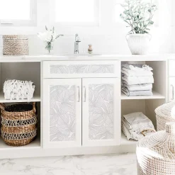 Decochic Papier peint adhésif palmier gris et blanc en vinyle lavable et amovible - 1 rouleau 50x300 cm -* Papier Peint Naturel Et Tropical|Papier Peint Pour Cuisine