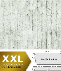 Clearance Edem Papier peint aspect bois 81108BR00 papier peint gaufré à chaud avec dos intissé légèrement texturé au style shabby chic mat b