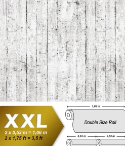 Clearance Edem Papier peint aspect bois 81108BR05 papier peint gaufré à chaud avec dos intissé légèrement texturé au style shabby chic mat b