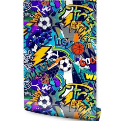 Outlet Muralo Papier Peint BALLE Graffitis Colorés Pour Chambre D'Enfant