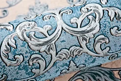 Sale Edem Papier peint baroque 6001-95 Papier peint intissé gaufré avec des ornements scintillant turquoise argent pétrole