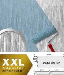 Online Edem Papier peint blanc non-tissé à peindre texturé rayure 1 roul. 80373BR60 largeuer double