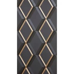 Clearance GoodHome Papier peint cornus sur intissé noir et or