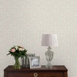 New Laura Ashley Papier peint intissé Annecy imprimé damassé gris L.1000 x l.52cm