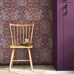 William Morris Papier peint intissé Blackthorn plum imprimé fleurs violet L.1000 x l.52cm* Papier Peint Pour Couloir