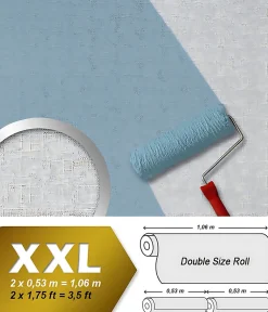 Clearance Edem Papier peint intissé blanc à peindre texturé 80301BR60 décorative de tissu grossier jute double