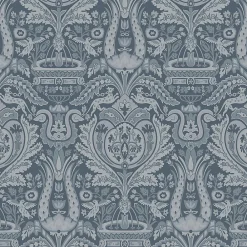 Hot Laura Ashley Papier peint intissé Damask Herladic imprimé damassé bleu marine L.1000 x l.52cm