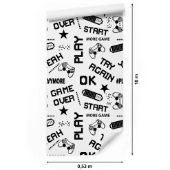 Discount Muralo Papier Peint Intissé ECRITS Noir Et Blanc Pour Chambre D'Enfant