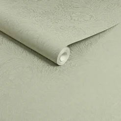 William Morris Papier peint intissé effet métallique Marigold fibrous imprimé fleurs brun, vert sauge L.1000 x l.52cm* Papier Peint Pour Couloir|Papier Peint Fleuri