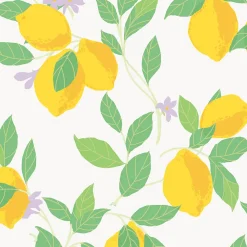 Discount Envy Papier peint intissé Feeling fruity imprimé feuilles citrons jaune L.1000 x l.52cm