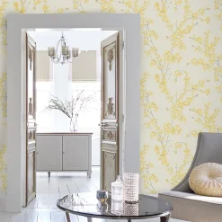 Outlet Laura Ashley Papier peint intissé Forsythia imprimé fleurs jaune L.1000 x l.52cm