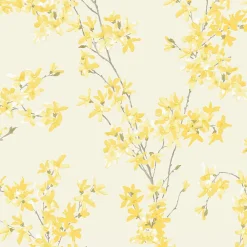 Outlet Laura Ashley Papier peint intissé Forsythia imprimé fleurs jaune L.1000 x l.52cm