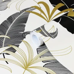 Clearance GoodHome Papier peint intissé Selago noir or et blanc