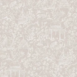 Lutece Papier peint intissé Jardin Secret mat et satiné toile de jouy, japonaise taupe l.1000 x l.53 cm* Papier Peint Pour Couloir|Papier Peint Baroque