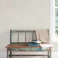 Lutece Papier peint intissé Jardin Secret mat et satiné toile de jouy, japonaise taupe l.1000 x l.53 cm* Papier Peint Pour Couloir|Papier Peint Baroque