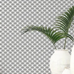 Hot Lutece Papier peint intissé Jardin Secret mat et satiné hexagone blanc, noir l.1000 x l.53 cm