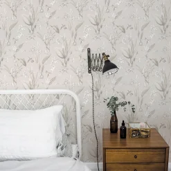 Hot Lutece Papier peint intissé Jardin Secret mat et satiné plantes, fleurs, botanique beige, vieux rose l.1000 x l.53 cm