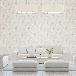Hot Lutece Papier peint intissé Jardin Secret mat et satiné plantes, fleurs, botanique beige, vieux rose l.1000 x l.53 cm