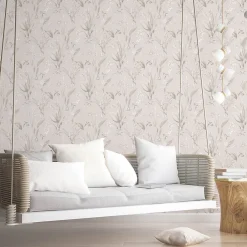 Hot Lutece Papier peint intissé Jardin Secret mat et satiné plantes, fleurs, botanique beige, vieux rose l.1000 x l.53 cm