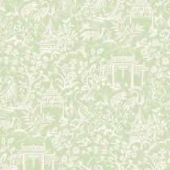 Lutece Papier peint intissé Jardin Secret mat et satiné enfant, animaux vert, blanc l.1000 x l.53 cm* Papier Peint Baroque