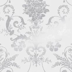 Laura Ashley Papier peint intissé Josette imprimé bouquet de roses gris métal argent L.1000 x l.52cm* Papier Peint Baroque