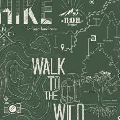New Lutèce Papier peint intissé Les aventures " Walk to the wild " vert L.1005 x l.53cm