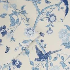 Laura Ashley Papier peint intissé Palace summer imprimé oiseaux, fleurs bleu L.1000 x l.52cm
