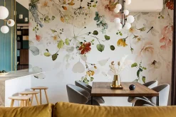 Sale Muralo Papier Peint Intissé Photo Pour Salon FLEURS Colorées Feuilles Plantes Nature 270cm x 180cm