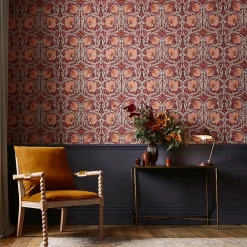 Best William Morris Papier peint intissé Pimpernel plum orange, violet L.1000 x l.52cm