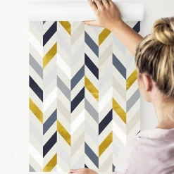 Sale Muralo Papier Peint Intissé Pour Salon MOTIF Géométrique Coloré