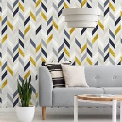 Sale Muralo Papier Peint Intissé Pour Salon MOTIF Géométrique Coloré