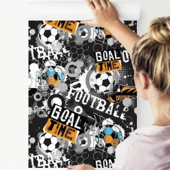 Outlet Muralo Papier Peint Intissé Pour Chambre D'Enfant FOOTBALL Graffiti Sport