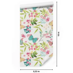 Best Muralo Papier Peint Intissé Pour La Chambre PAPILLONS Colorés Feuilles Fleurs