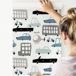 Best Muralo Papier Peint Intissé Pour Chambre d'Enfant Voitures Colorées