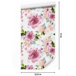 Discount Muralo Papier Peint Intissé Pour La Chambre FLEURS Pivoines Colorées Plantes Nature
