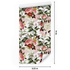 Discount Muralo Papier Peint Intissé Pour Salon FLEURS Colorées Feuilles Nature