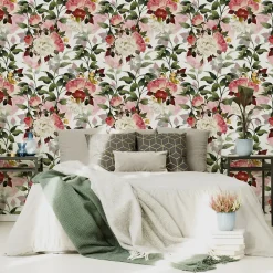 Discount Muralo Papier Peint Intissé Pour Salon FLEURS Colorées Feuilles Nature