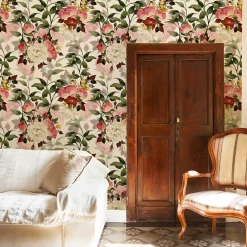 Discount Muralo Papier Peint Intissé Pour Salon FLEURS Colorées Feuilles Nature