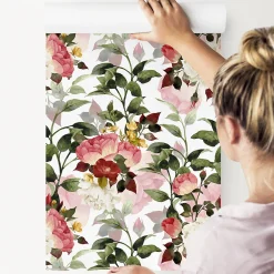 Discount Muralo Papier Peint Intissé Pour Salon FLEURS Colorées Feuilles Nature