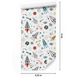 Best Muralo Papier Peint Intissé Pour Chambre D'Enfant ESPACE Fusées Galaxie
