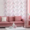 Discount Ambiance Sticker Papier peint intissé pré-encollé - FLEURS ROSES ET VIOLETTES - 1 rouleau de 300x60cm