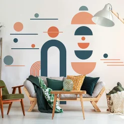 Ambiance Sticker Papier peint intissé pré-encollé fresques géantes - ARCHES ART MODERNE ET DEMI CERCLES - 120x90cm* Papier Peint Art Déco