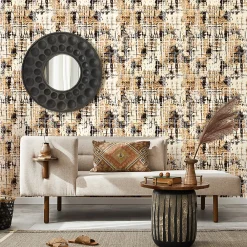 New Ambiance Sticker Papier peint intissé pré-encollé - SCANDINAVE ABSTRAIT TONS AUTOMNE - 1 rouleau de 300x60cm